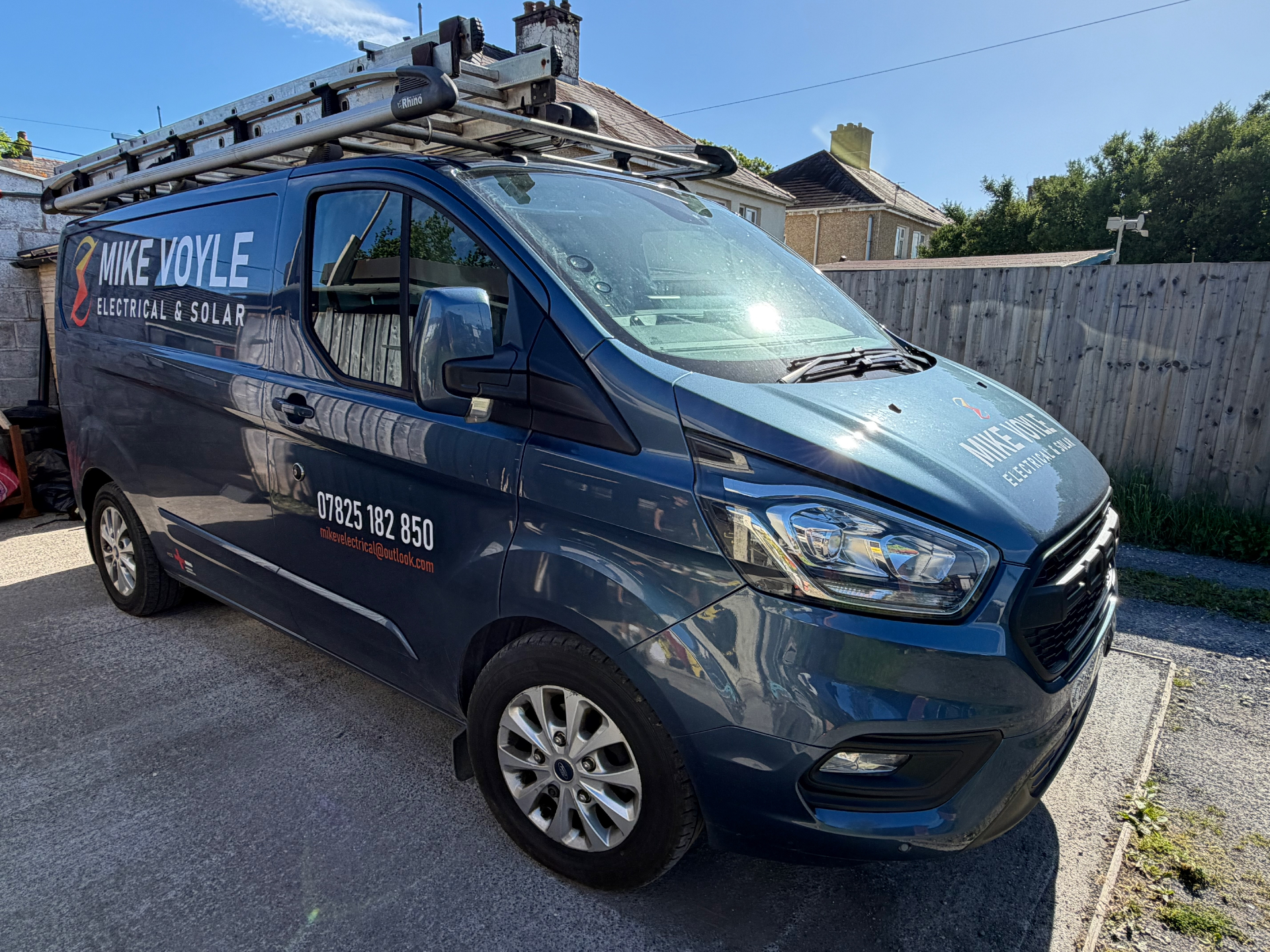 Mike Voyle Electrical & Solar branded Ford Transit Custom van